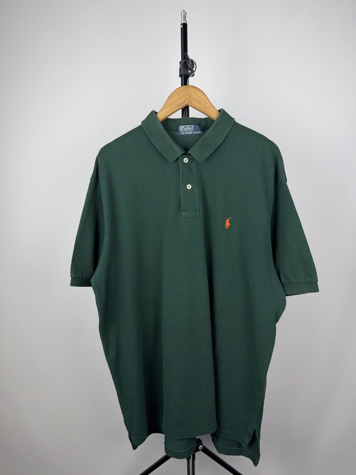 Polo Ralph Lauren × Vintage Polo Ralph Lauren XXL Green Polo Shirt Orange Logo USA Fit Size US XXL / EU 58 / 5 - 1 Thumbnail