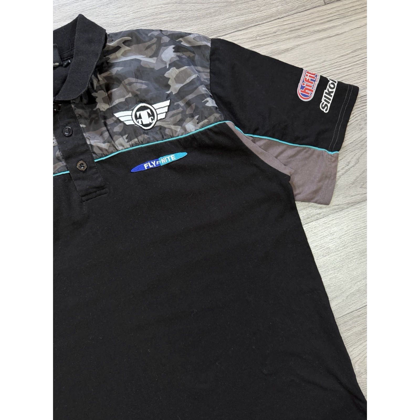 Vintage Team Traction Control Polo Shirt Jersey Black XL Men Size US XL / EU 56 / 4 - 6 Thumbnail