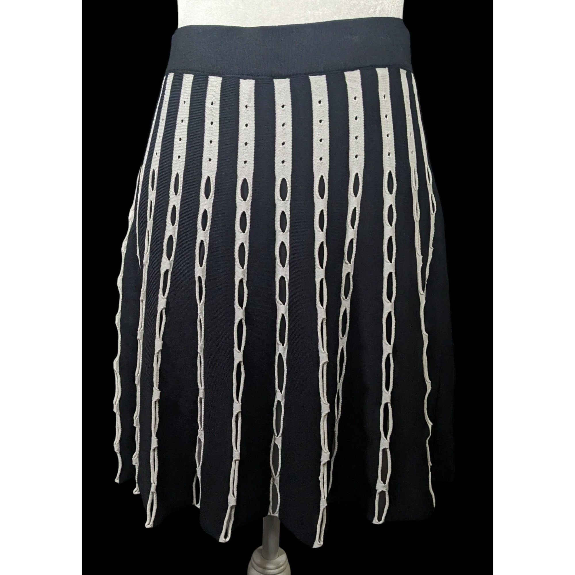 Other O.UE Gothic Black And White Stripe With Cutout Skirt Size La Size 29" - 1 Thumbnail