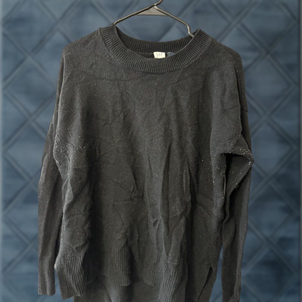 Gap GAP Women's Large Black Cotton Blend Crew Neck Long Sleeve Sweater Pullover Size L / US 10 / IT 46 - 1 Thumbnail