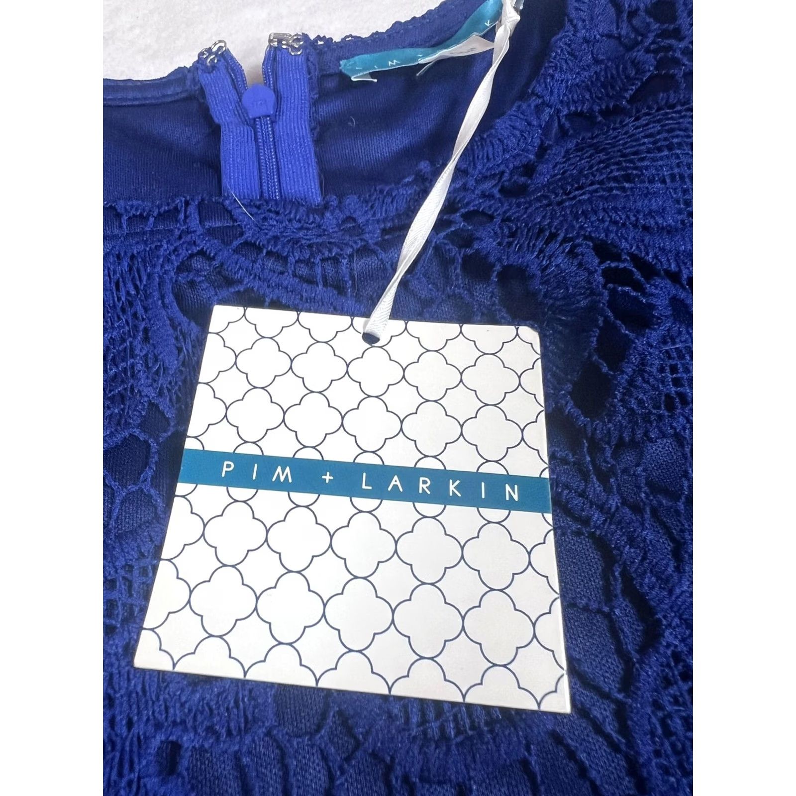 Vintage Pim + Larkin Dress Large Blue Lace Fit & Flare Knee Length Party Womens Size L / US 10 / IT 46 - 3 Thumbnail