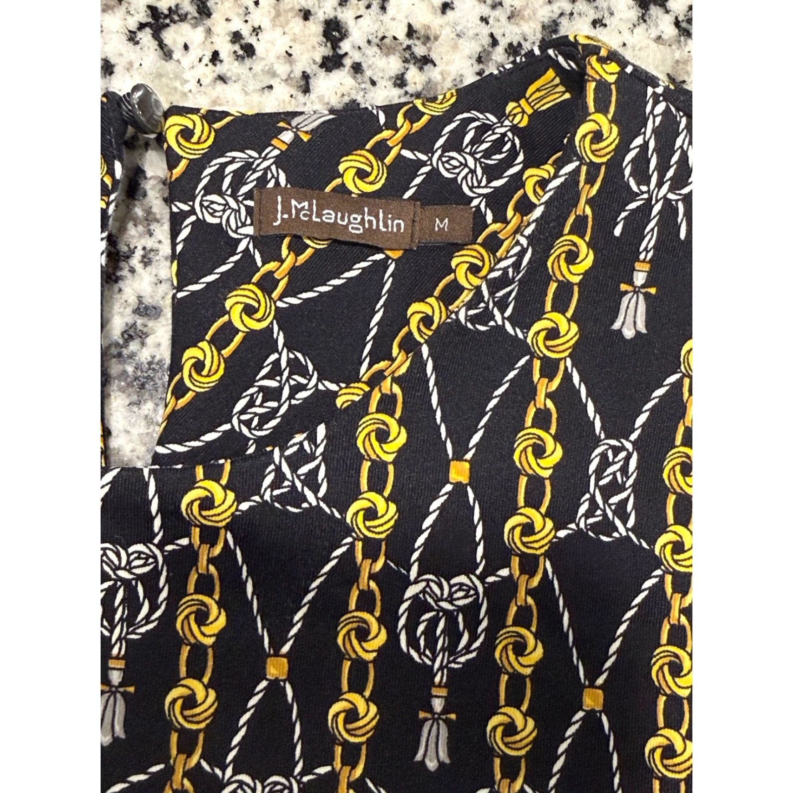 J.McLaughlin J. McLaughlin Catalyst Catalina Knot Chain Print Dress Womens M Pockets Knee Length Multicolor 3/4 Sleeve Sheath Medium Womens Size M / US 6-8 / IT 42-44 - 6 Thumbnail