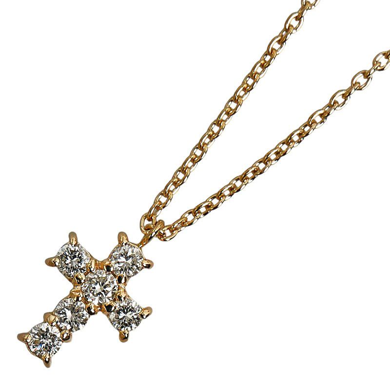 image of Other 18K Gold Diamond Cross Pendant Necklace, Women's