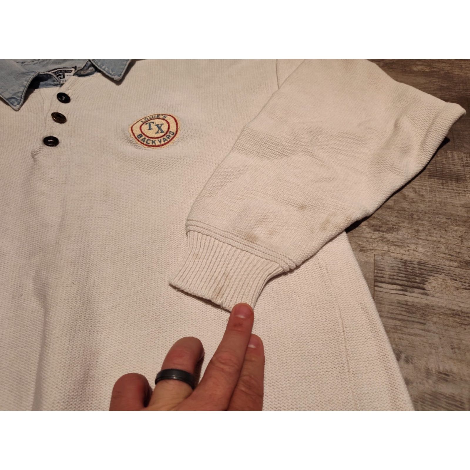 Lee Vintage Yes Lee Sweater Mens M Made In USA Heavyweight Collared Louie's Backyard TX Size US M / EU 48-50 / 2 - 2 Thumbnail