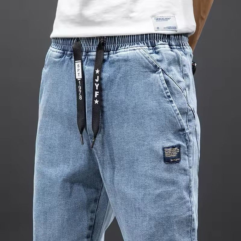 Japanese Brand Elastic Waist Blue Cargo Jeans Men Size US 31 - 6 Thumbnail