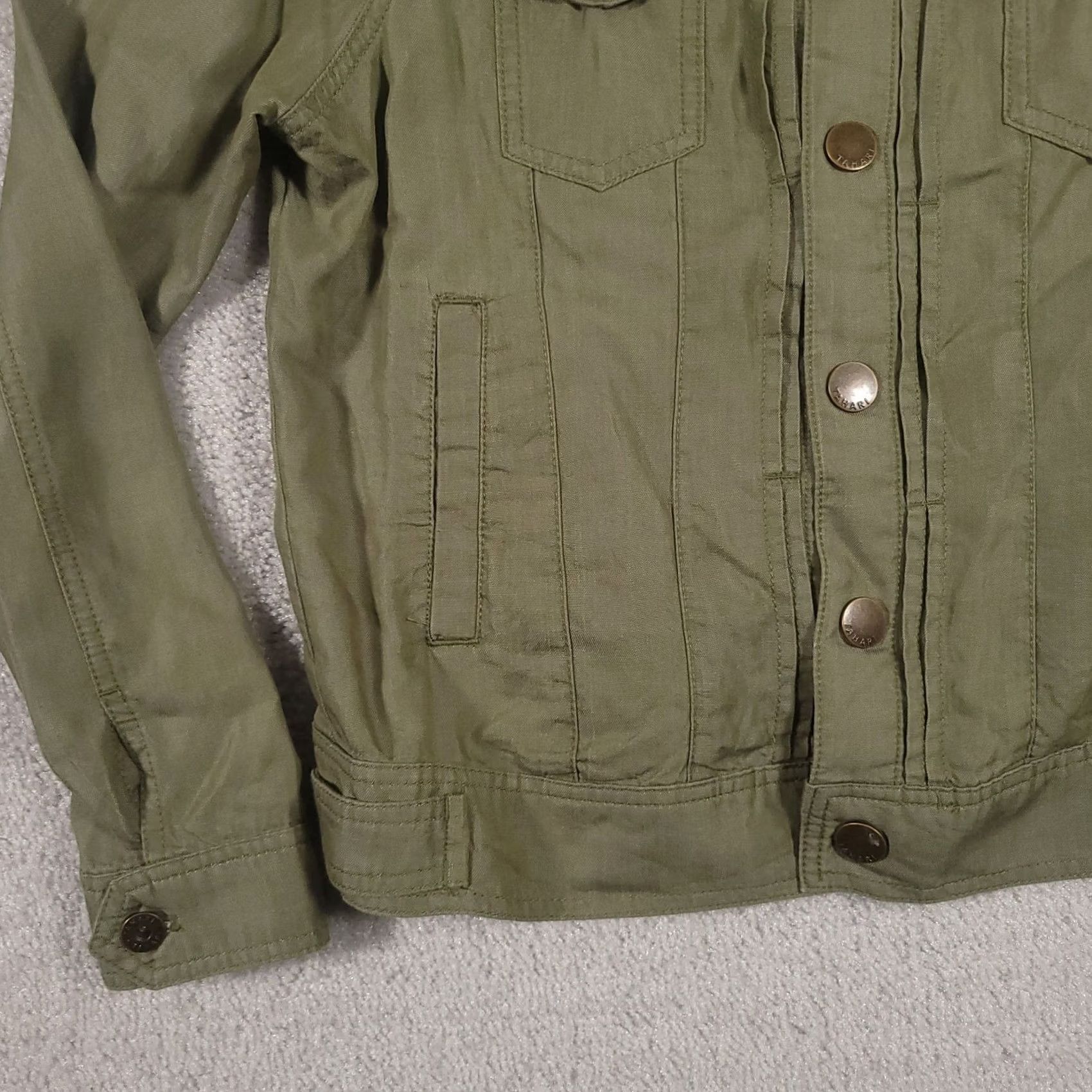 Vintage Tahari Tensel Pin Tuck Jacket Women’s Small Green Snap Closure Casual Travel Size S / US 4 / IT 40 - 4 Thumbnail