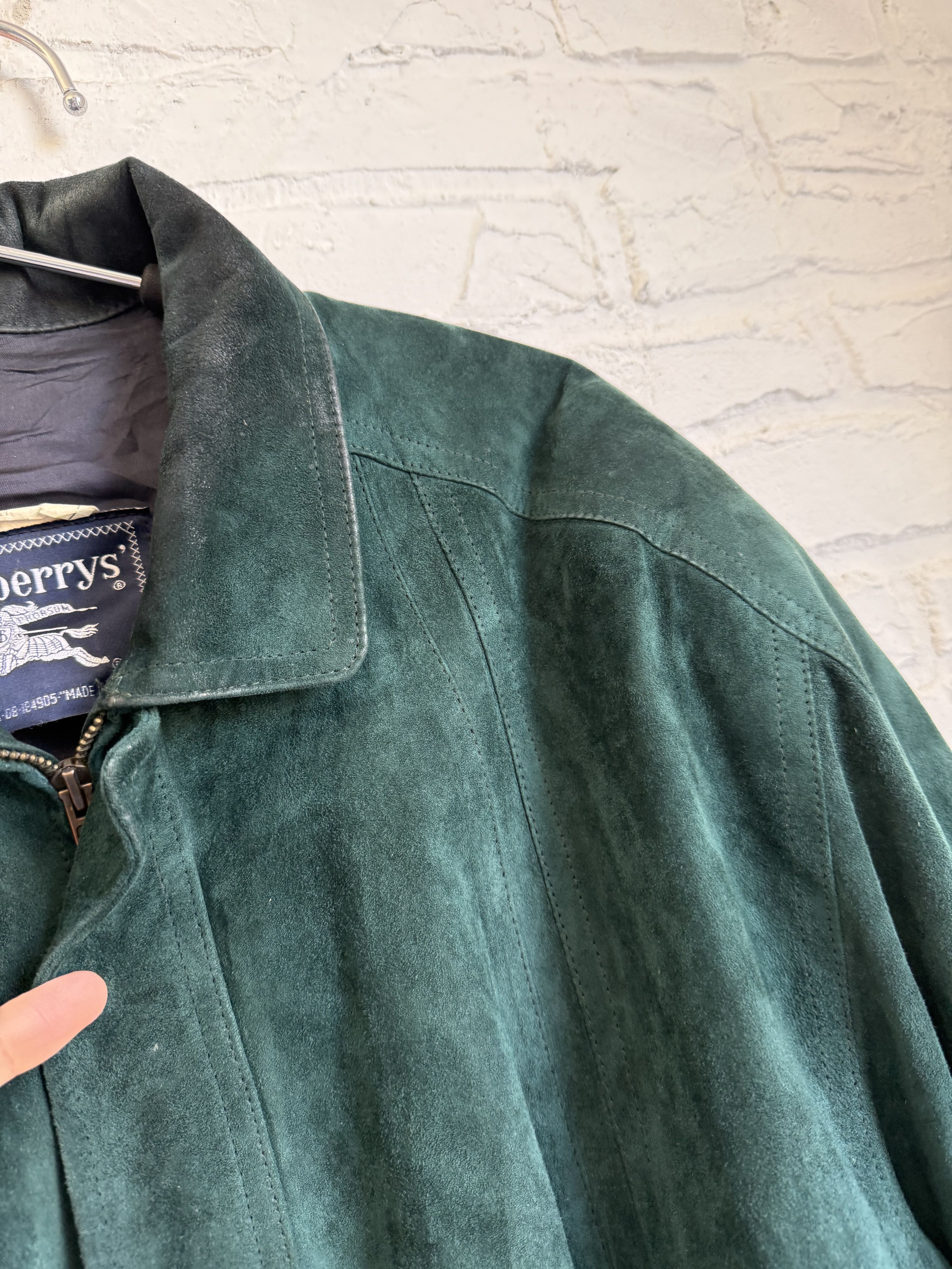Burberry Vintage Burberrys Suede Leather bomber jacket Dark Green Size US L / EU 52-54 / 3 - 16 Thumbnail