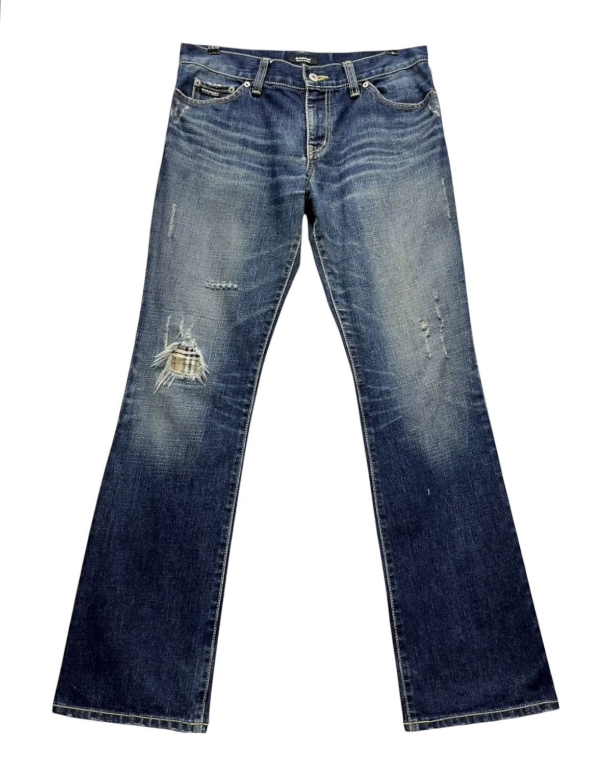 Black Label Burberry Black Label Nova Check Distressed Flare Denim Size US 32 / EU 48 - 2 Thumbnail