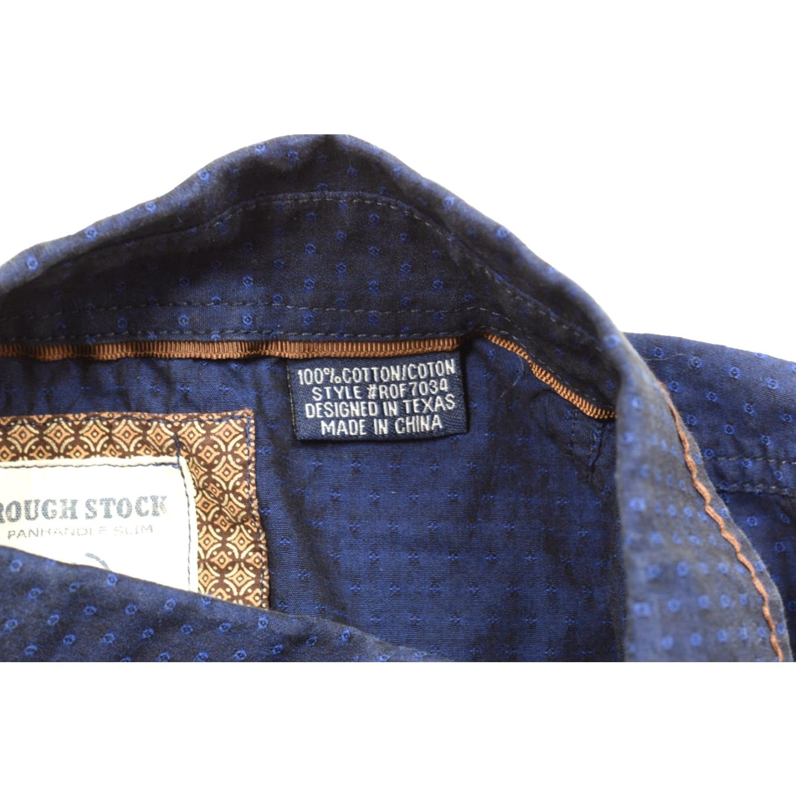Vintage Rough Stock Panhandle Slim Mens Large Blue Textured Long Sleeve Western Snap Shirt Size US L / EU 52-54 / 3 - 2 Thumbnail