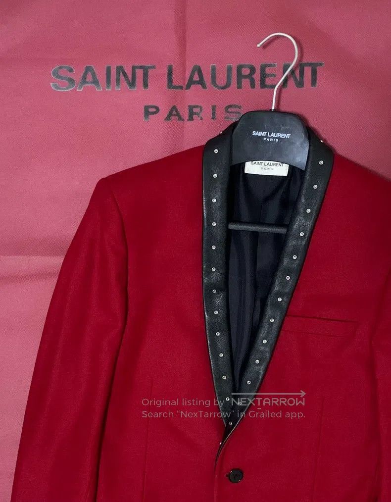 Saint Laurent Paris Saint Laurent Paris Original Red Leather Lapel Studs Suit Size US S / EU 44-46 / 1 - 6 Thumbnail