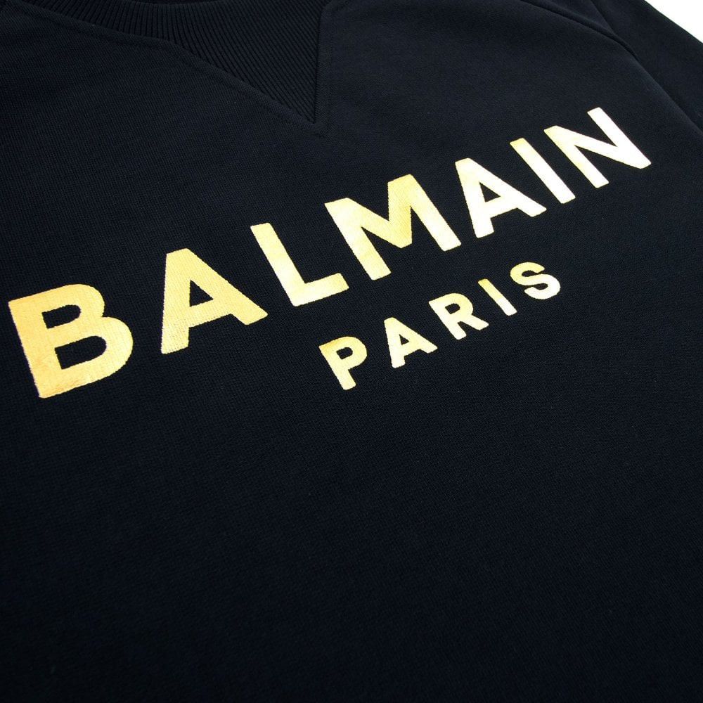 Balmain o1s1wg110125 Foil Logo Sweatshirt in Black Size US L / EU 52-54 / 3 - 4 Thumbnail