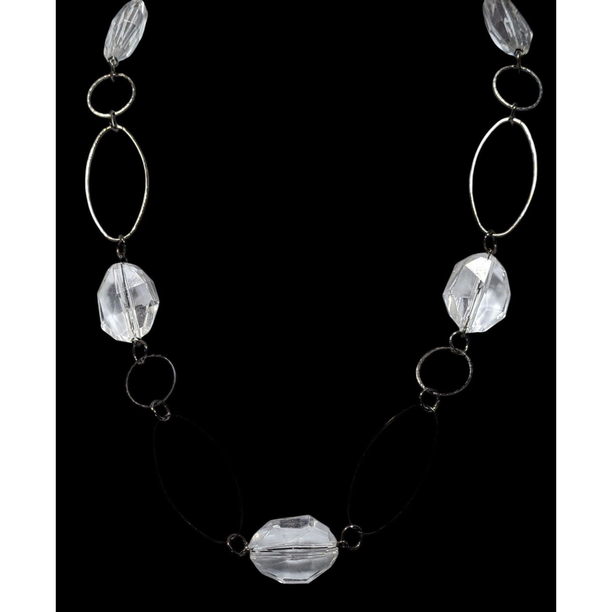 Other Retro Clear Gemmed Silver Link Casual Necklace Size ONE SIZE - 4 Thumbnail