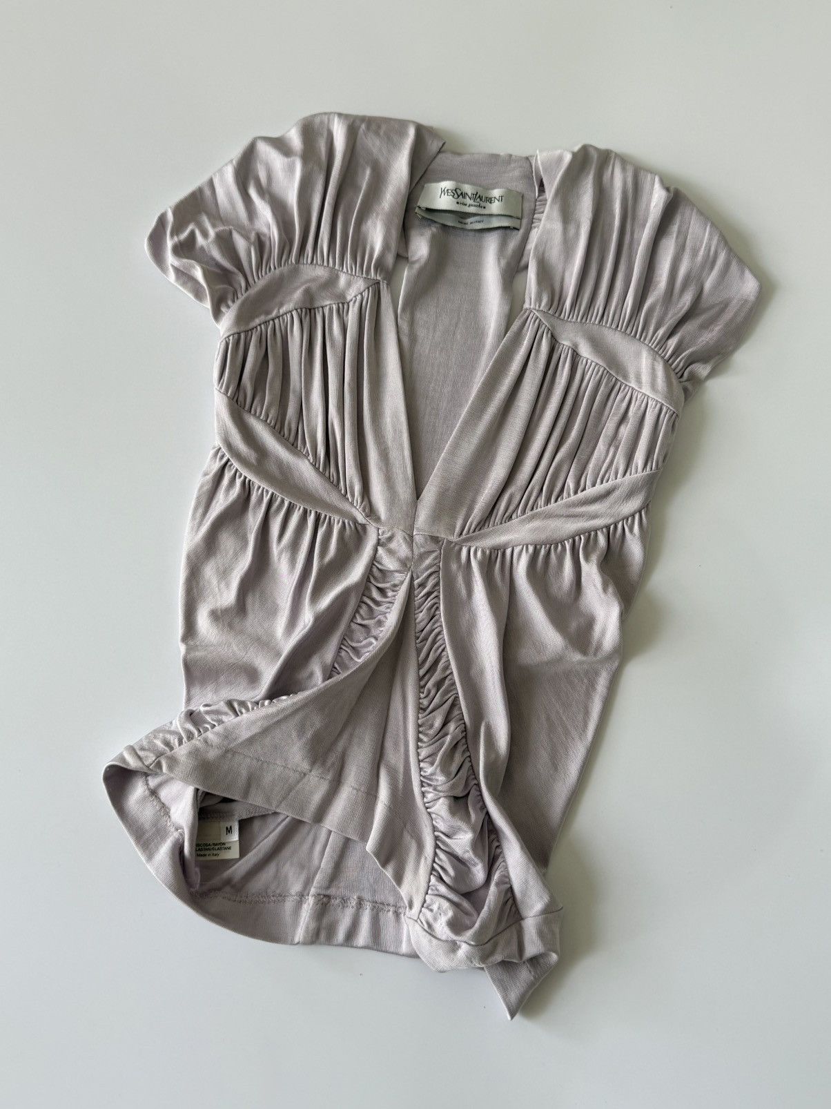 Saint Laurent Paris Yves Saint Laurent by Tom Ford S/S 2003 Ruched Blouse Top Size M / US 6-8 / IT 42-44 - 6 Thumbnail