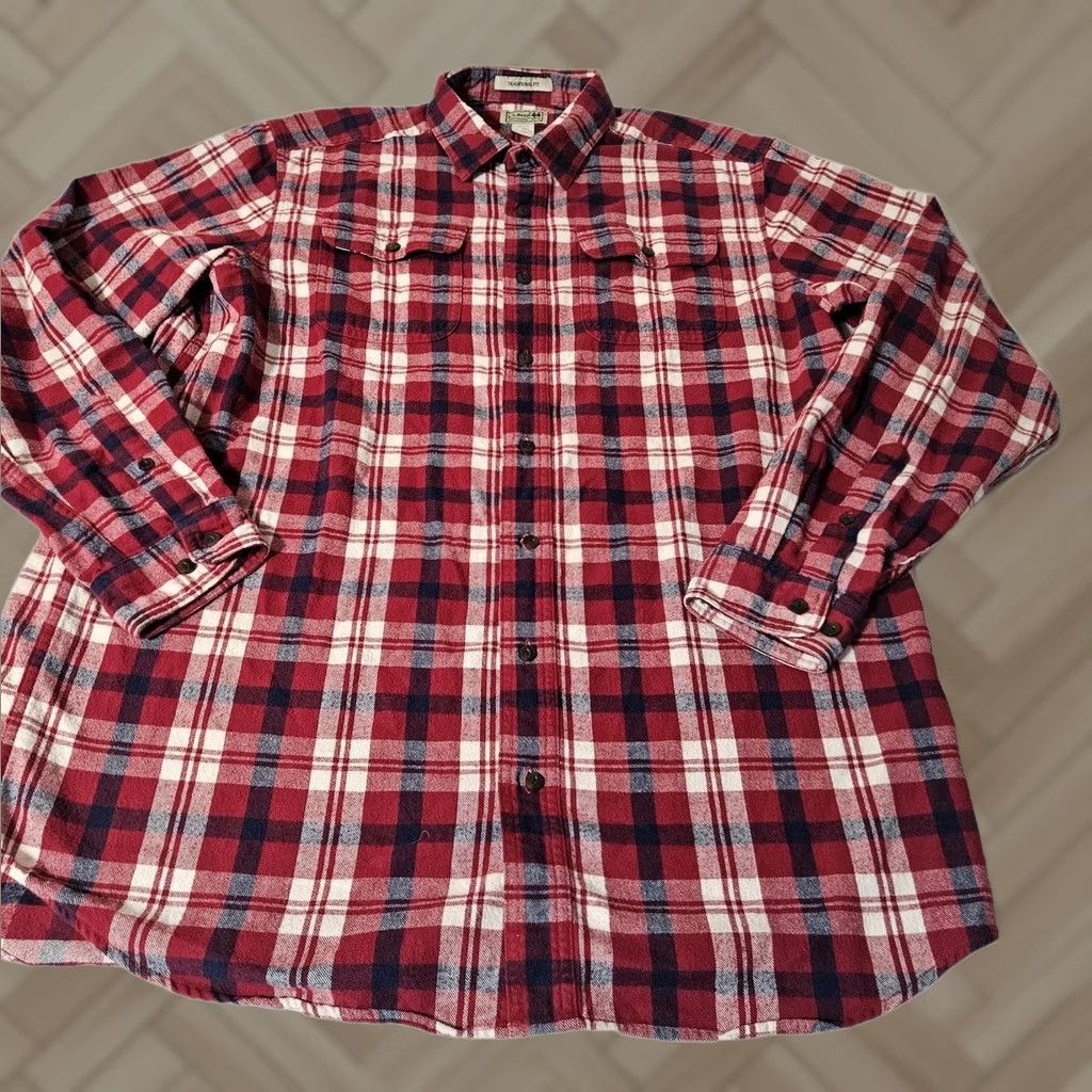 Vintage VINTAGE LL Bean Button-Up Shirt Plaid Red Blue LT Big & Tall Men Long Sleeve Pocketed 90s USA Flannel Cotton Button Size US L / EU 52-54 / 3 - 1 Thumbnail