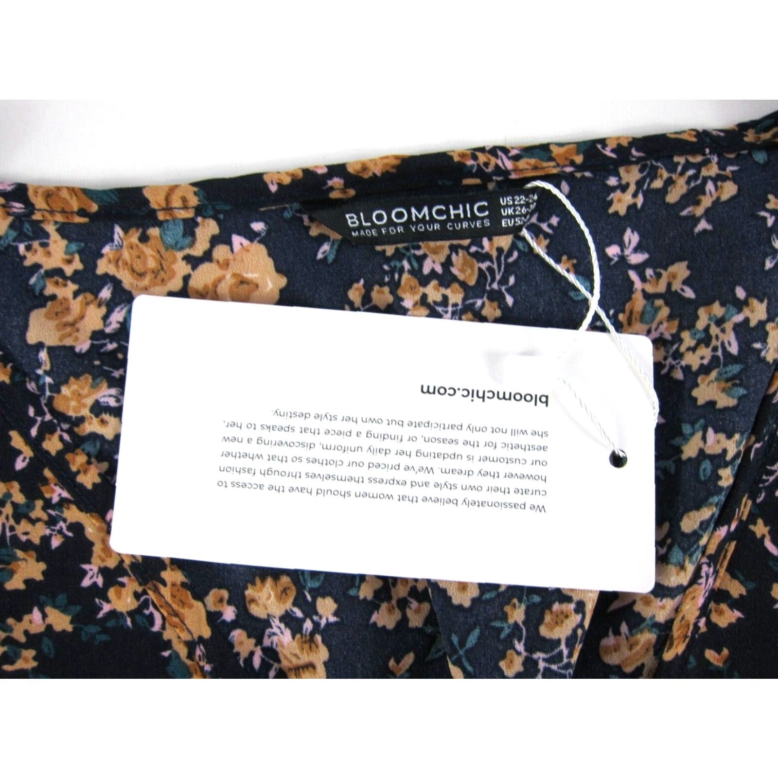 Vintage NWT Bloomchick Blouse Floral V-Neck Long Sleeve Peasant Blue 22-24 Womens Blouse 22-24 Plus NYT Size 3XL / US 20-22 - 5 Thumbnail