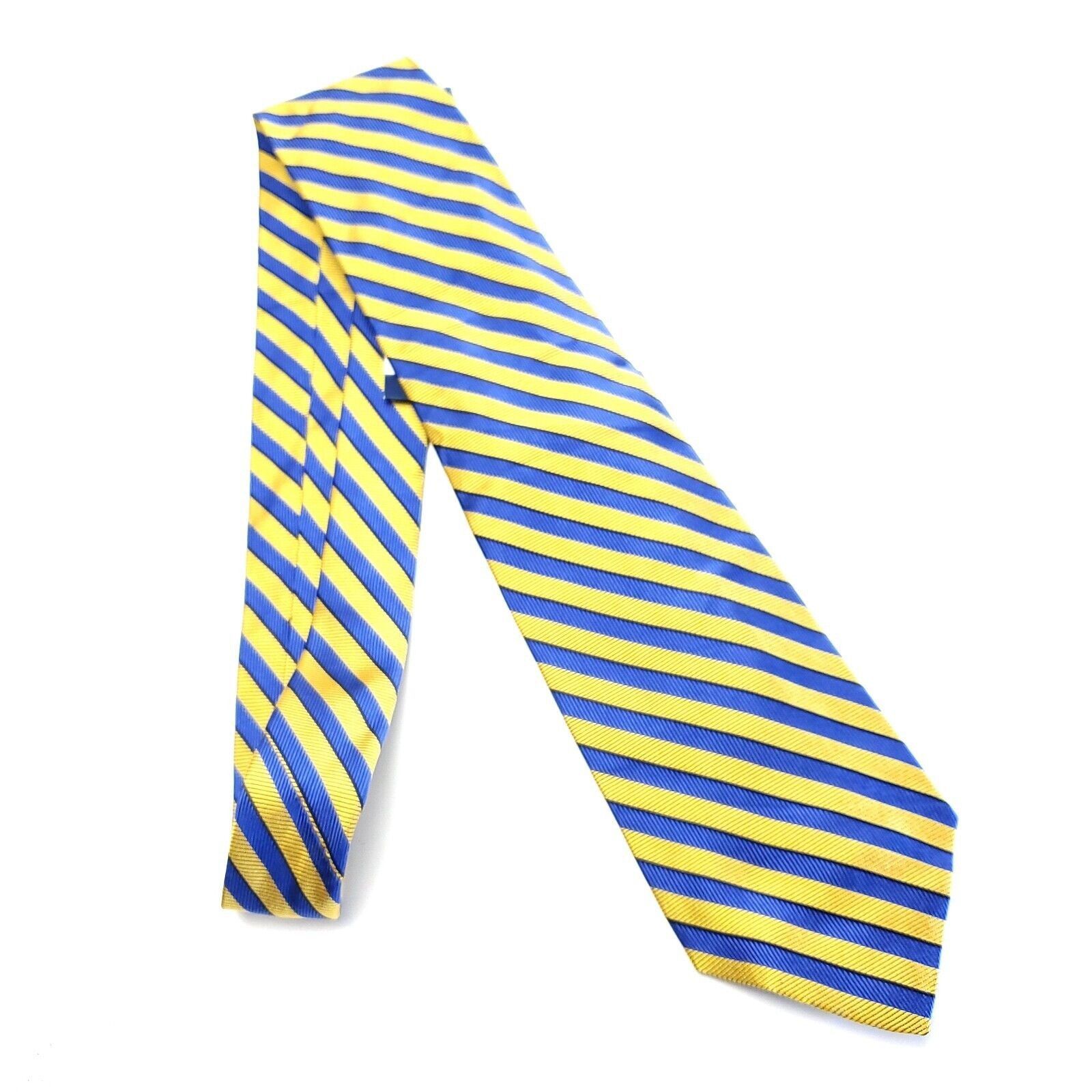 Lands' End NEW Land's End Yellow Blue Striped Woven Silk Tie Size ONE SIZE - 7 Thumbnail