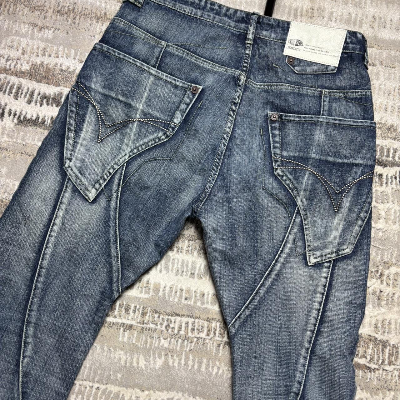 Japanese Brand 00s Washed Embroidered Jeans Blue 34" Size US 34 / EU 50 - 6 Thumbnail