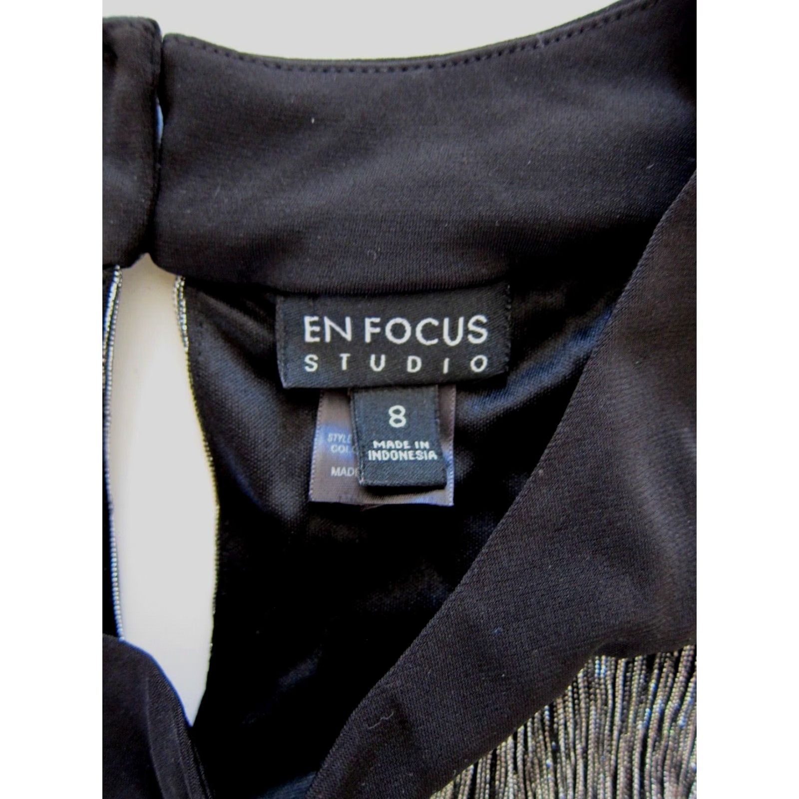 Vintage VINTAGE En Focus studio Black Silver Sleeveless High Neck Stretch Pencil Sheath Dress 8 Size M / US 6-8 / IT 42-44 - 4 Thumbnail