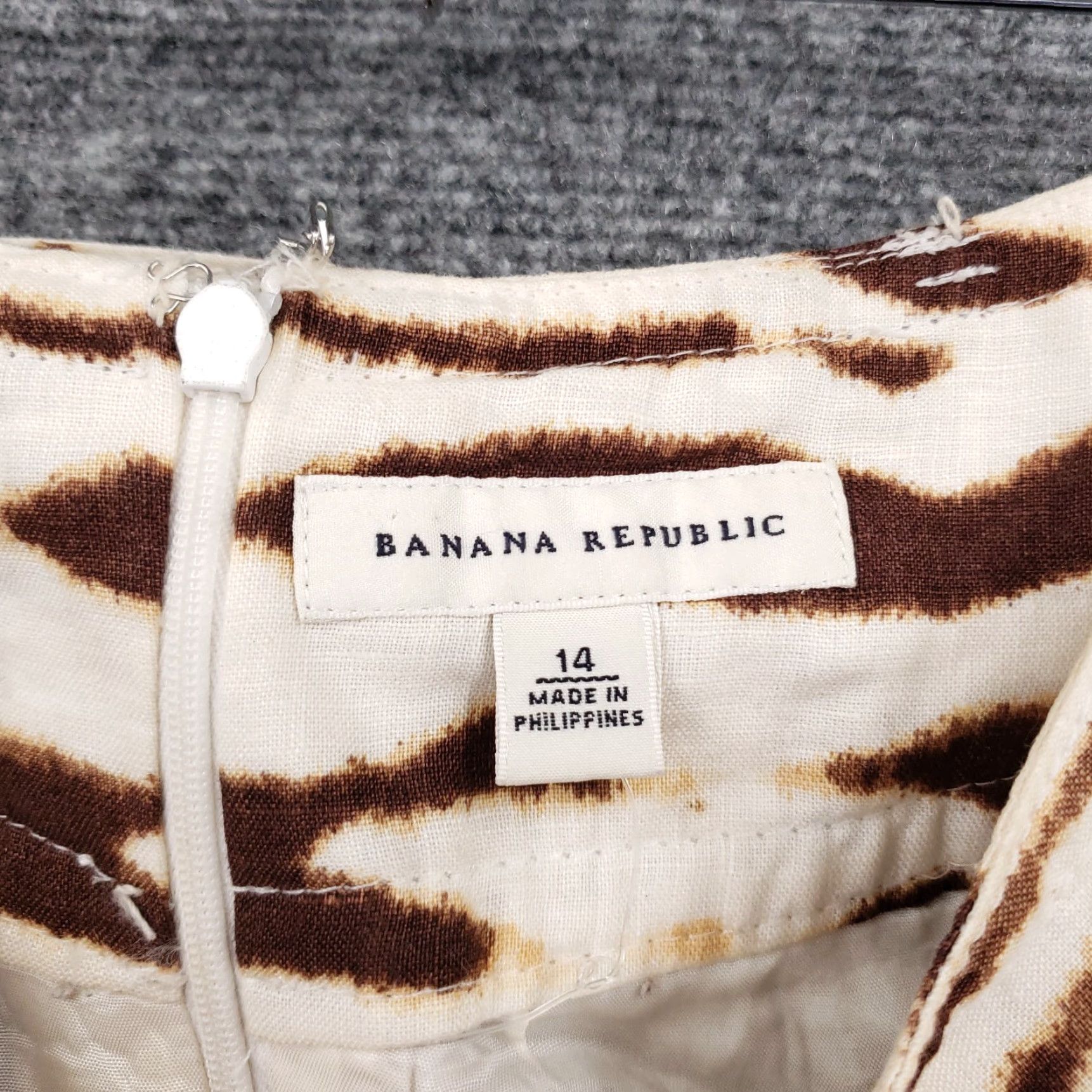 Banana Republic Banana Republic Skirt Womens 14 Brown Linen Mini Pencil Tiger Print Belted Lined Size 36" / US 14 / IT 50 - 7 Thumbnail