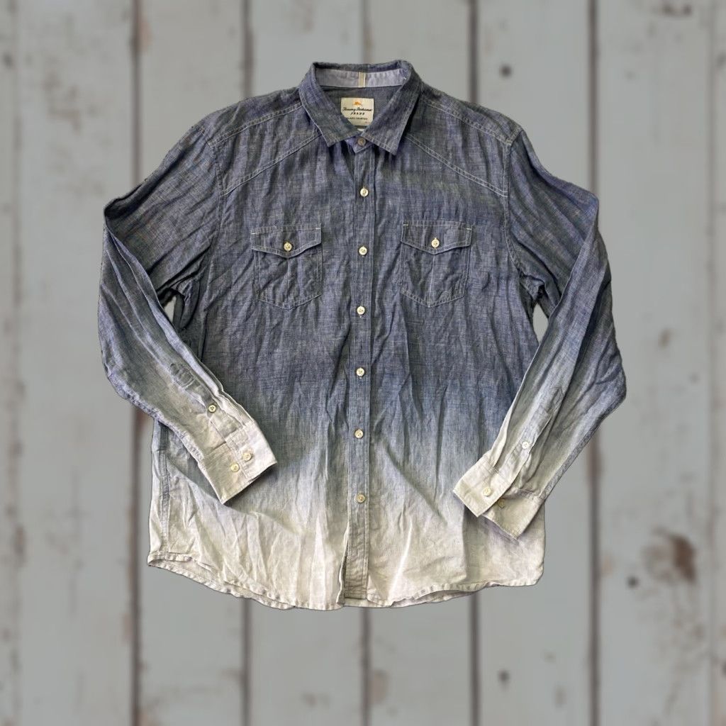 Tommy Bahama Tommy Bahama Shirt Mens Large Faded Indigo Long Sleeve Linen Island Modern Fit Beach Travel Resort Casual Button-Up Easy Care Size US L / EU 52-54 / 3 - 1 Thumbnail