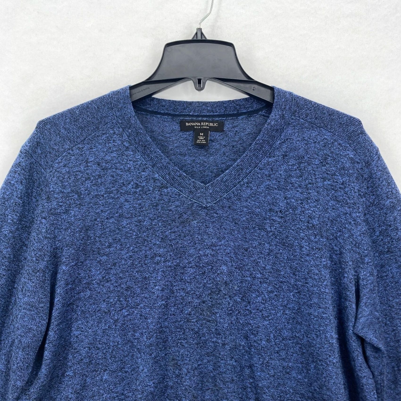 Banana Republic Banana Republic Silk Linen Blend V Neck Sweater Mens M Blue Preppy Casual Pullover Knit Long Sleeve Size US M / EU 48-50 / 2 - 2 Thumbnail
