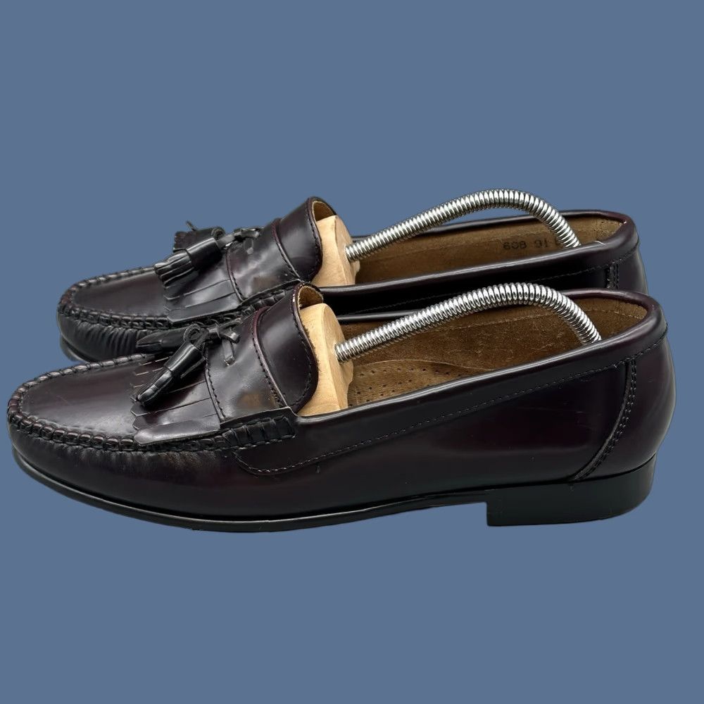 Bert Pulitzer Mens Casual Leather Tassel Loafers Burgundy Red 9.5 EEE Slip On Leather Lining Leather Outsole