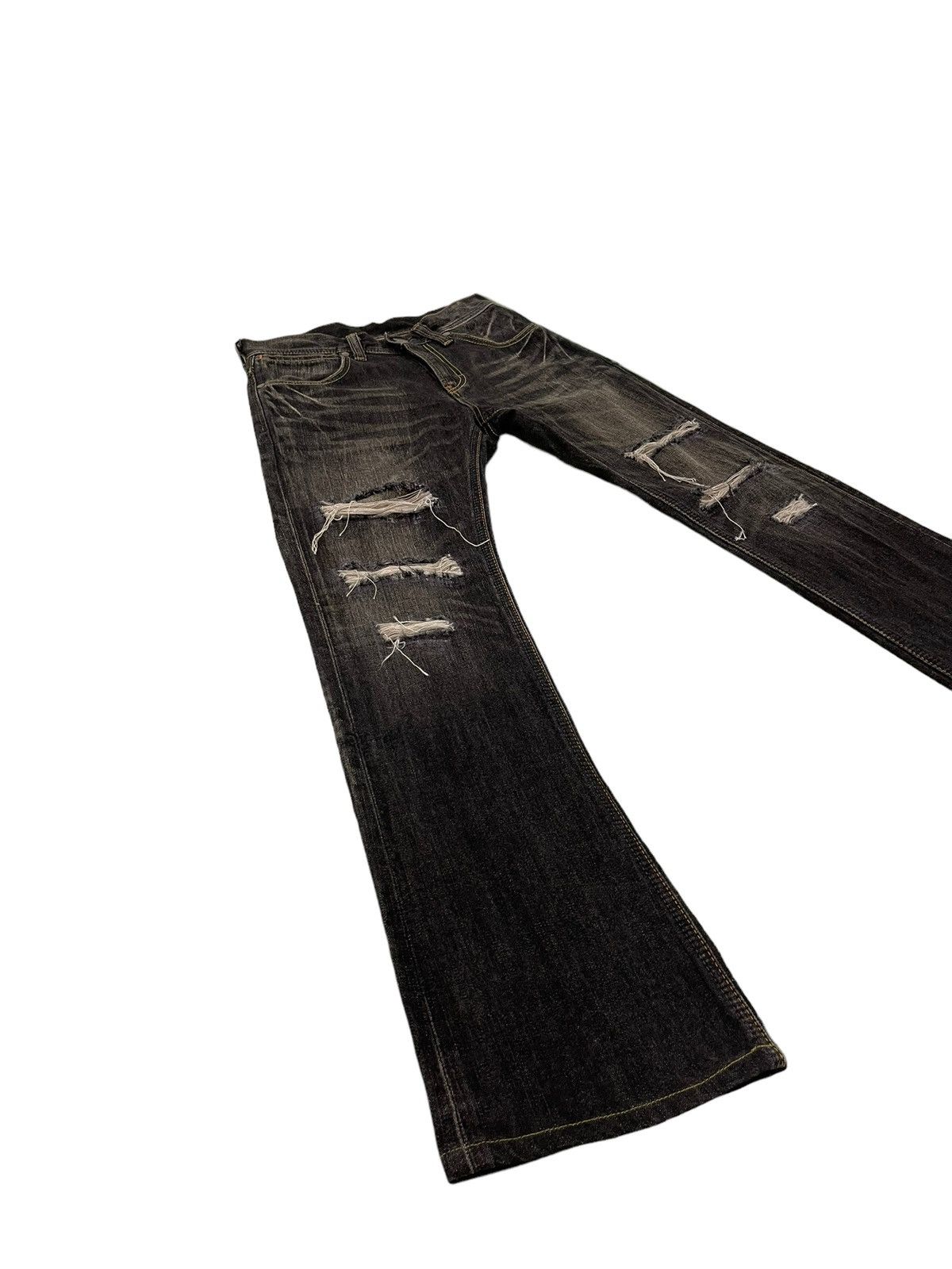 Japanese Brand Flare Jeans Wrangler Faded Distress Boot Cut 7🟦2 Size US 29 - 1 Thumbnail