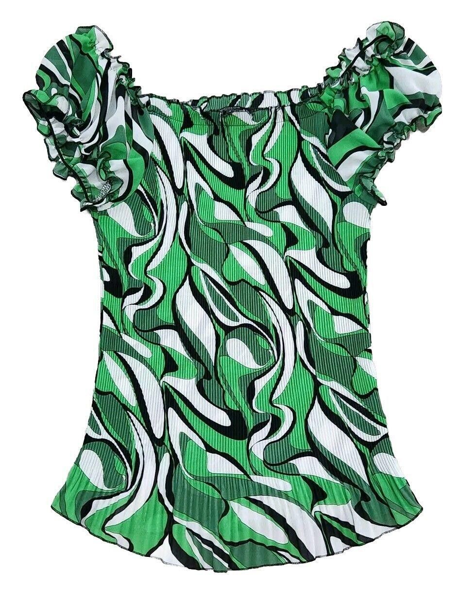 Designer Belissimo Top Small Vintage Y2k Green See Through Scrunched Size S / US 4 / IT 40 - 1 Thumbnail