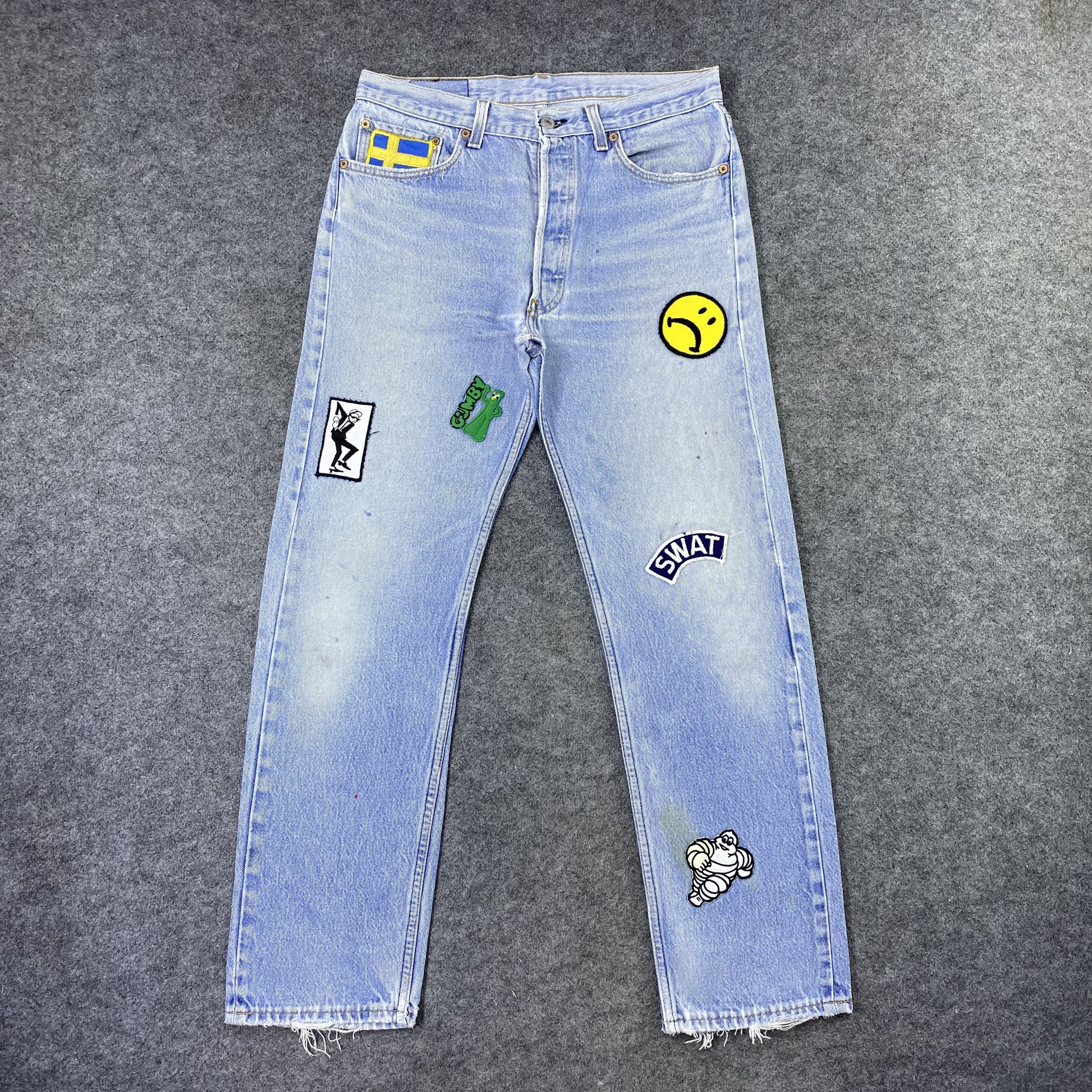 Jean × Levi's × Vintage Vintage Levi's 501 Patchwork Blue Wash Jeans-J1163 Size US 32 / EU 48 - 1 Thumbnail