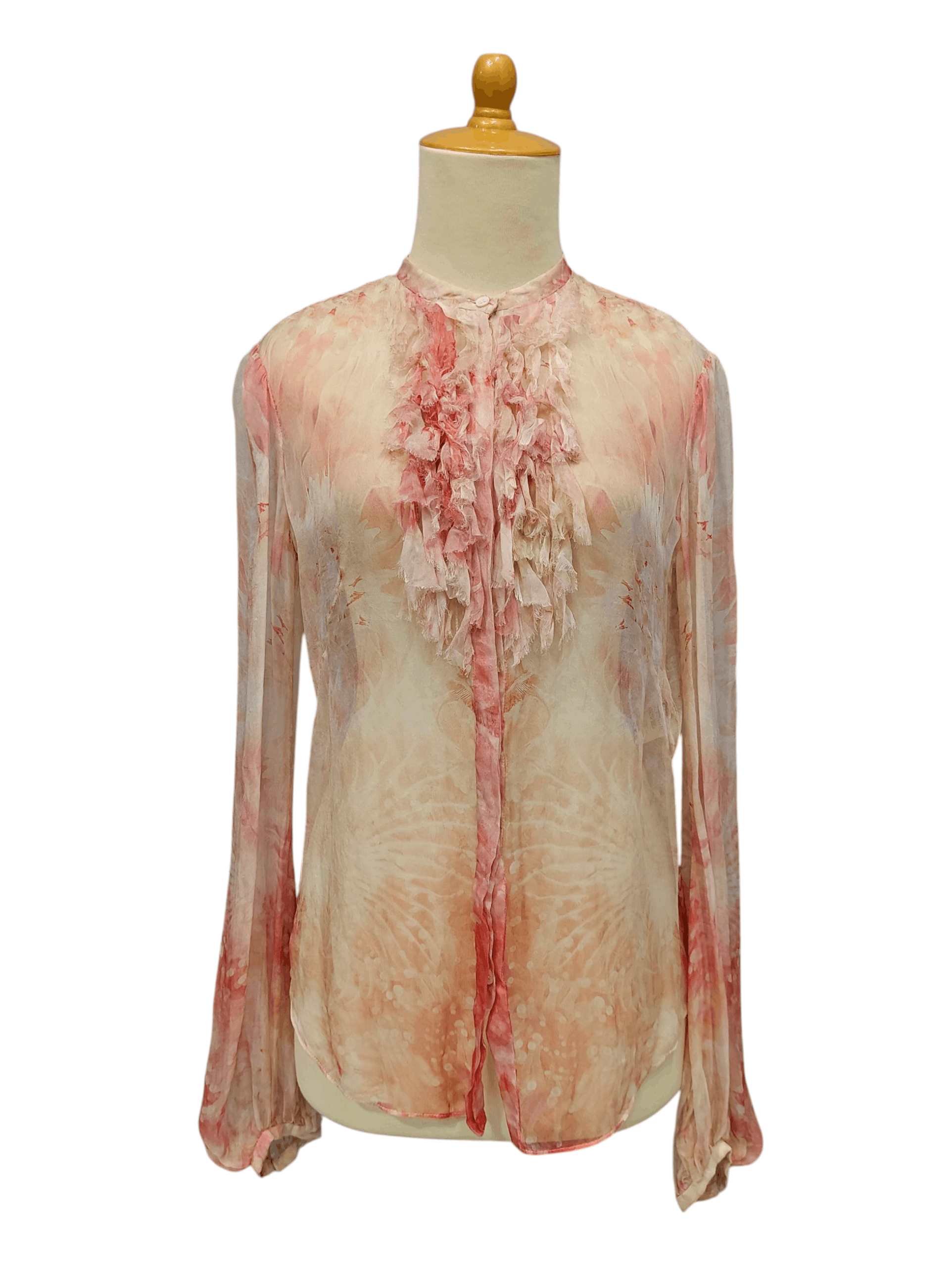 Alexander McQueen- Sheer Silk Ruffle Runway Romantic Gothic