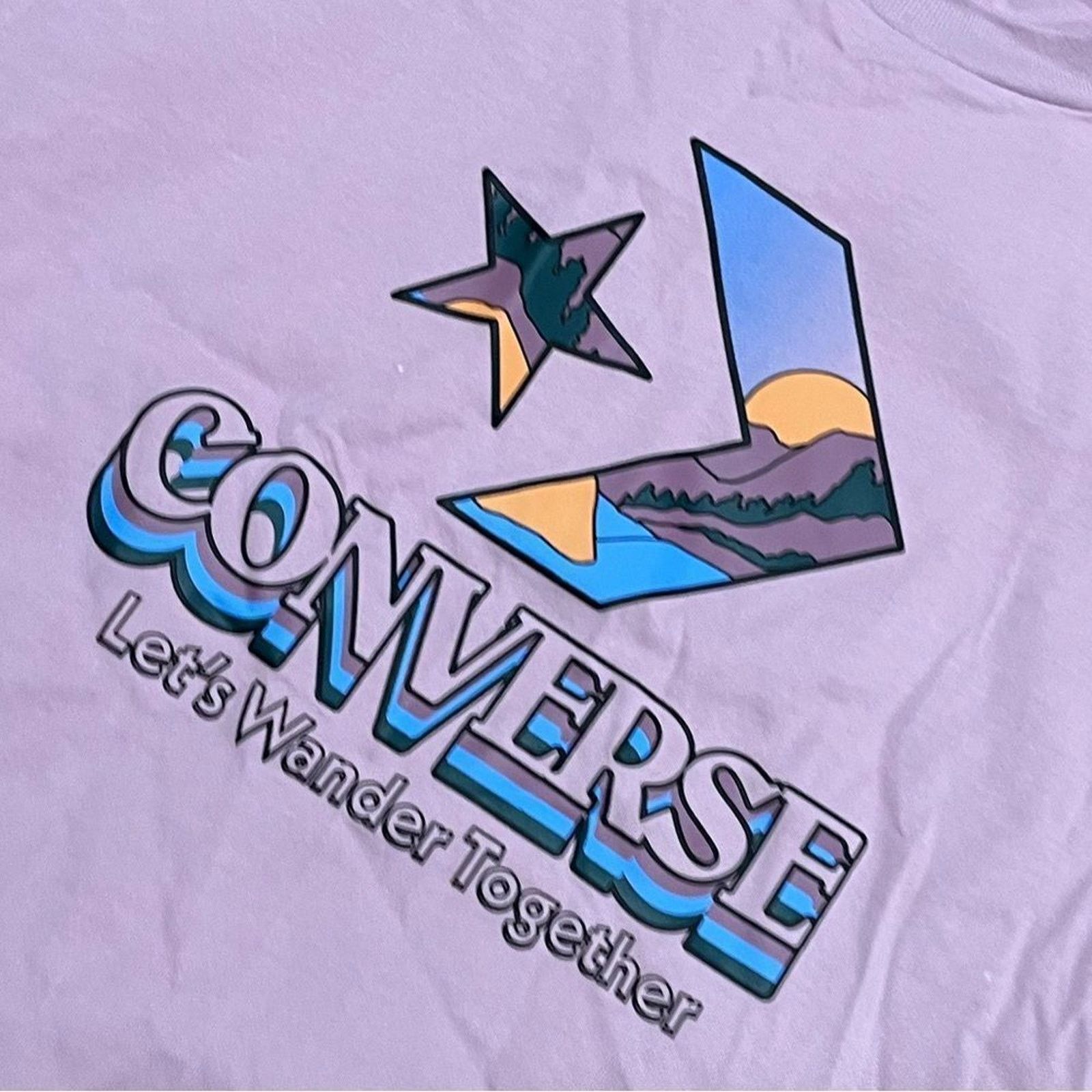 Converse NWOT Converse Star Chevron Mountain Graphic T-Shirt Lilac S Size S / US 4 / IT 40 - 2 Thumbnail