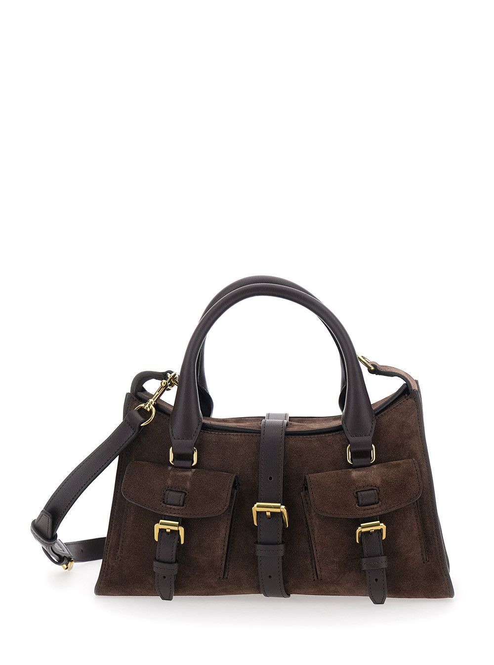 Mulberry Small 'Roxanne' Handbag with Adjustable and Removable Shoulder Strap and Two Front Pockets in Brown Suede for Women Size ONE SIZE - 1 Thumbnail
