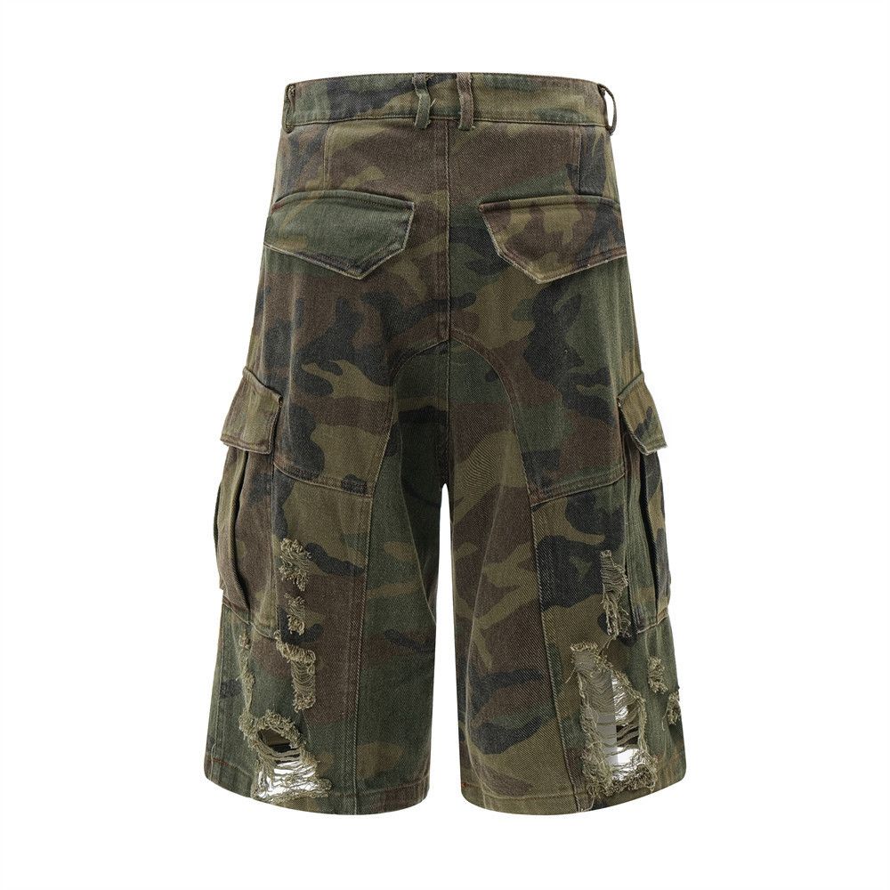 Jean Camouflage Ripped Shorts Size US 29 - 6 Thumbnail