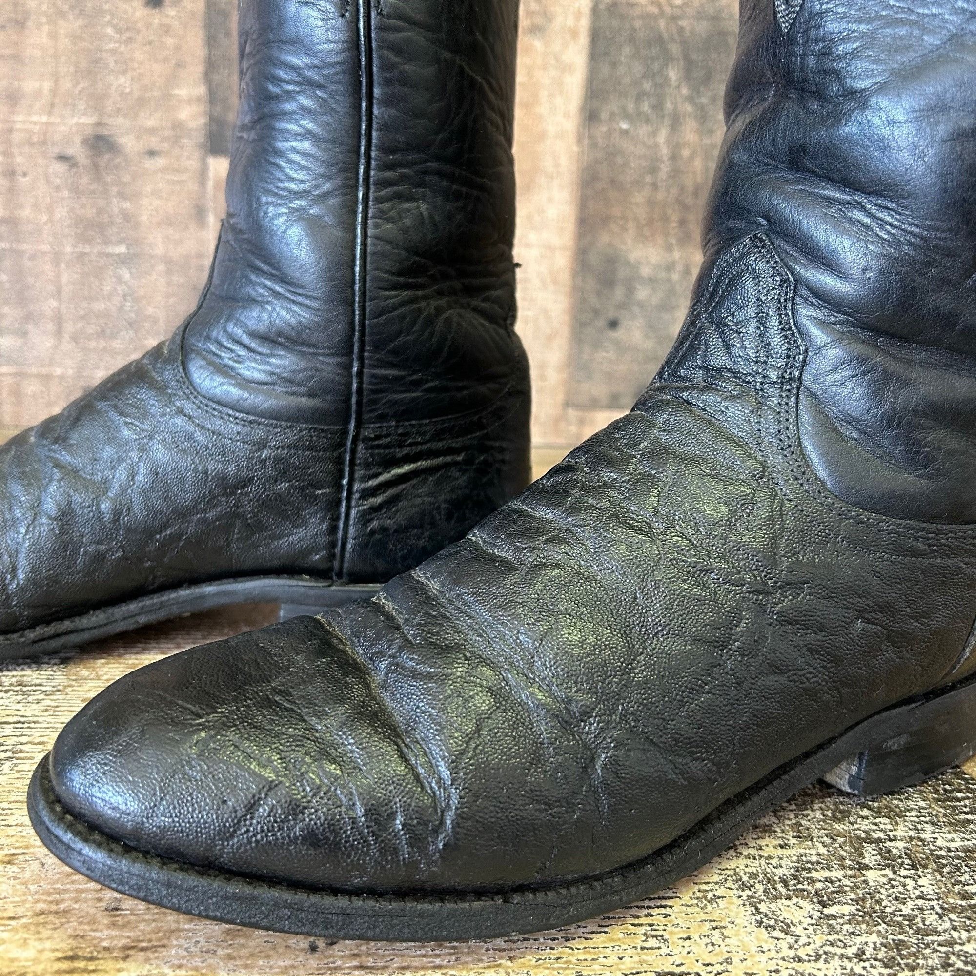 Vintage Lucchese 2000 hommes cuir de cerisier noir Cowboy