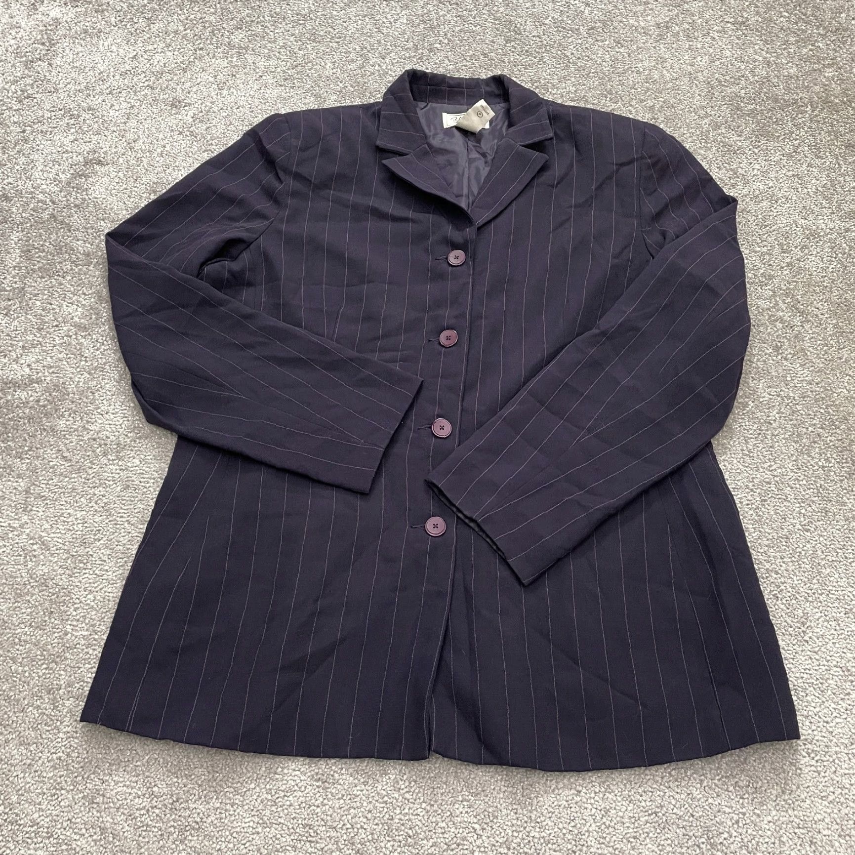 Bob Mackie Bob Mackie Blazer Mini Skirt Suit Set Womens 16 Purple Stripe Business Formal Size 38" / US 16 / IT 52 - 2 Thumbnail