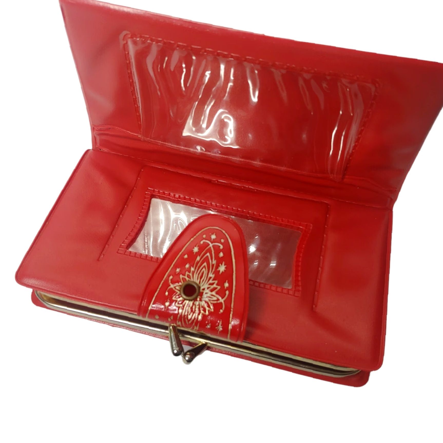 Changes VINTAGE Plastic Wallet Ethnic Mandala Red Gold Money Change Card Slots Size ONE SIZE - 7 Thumbnail