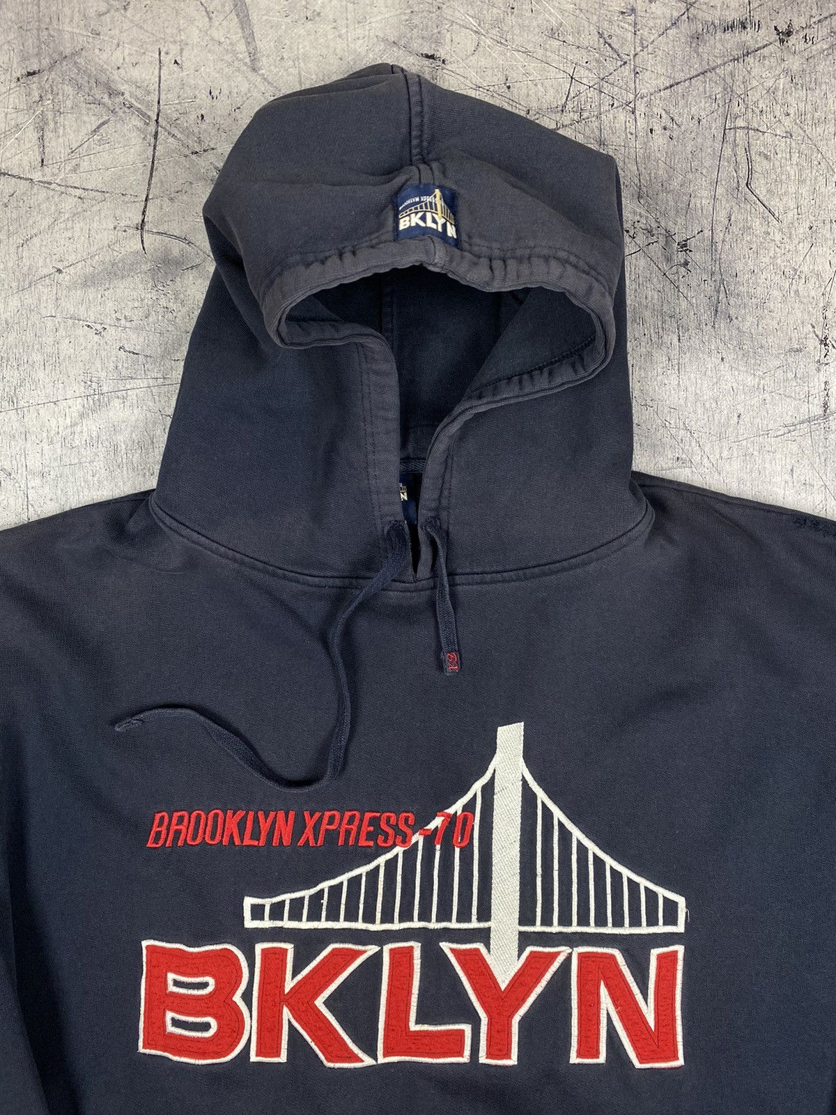 Vintage Vintage 90s Brooklyn New York Distressed Rap Hoodie Size US XXL / EU 58 / 5 - 5 Thumbnail