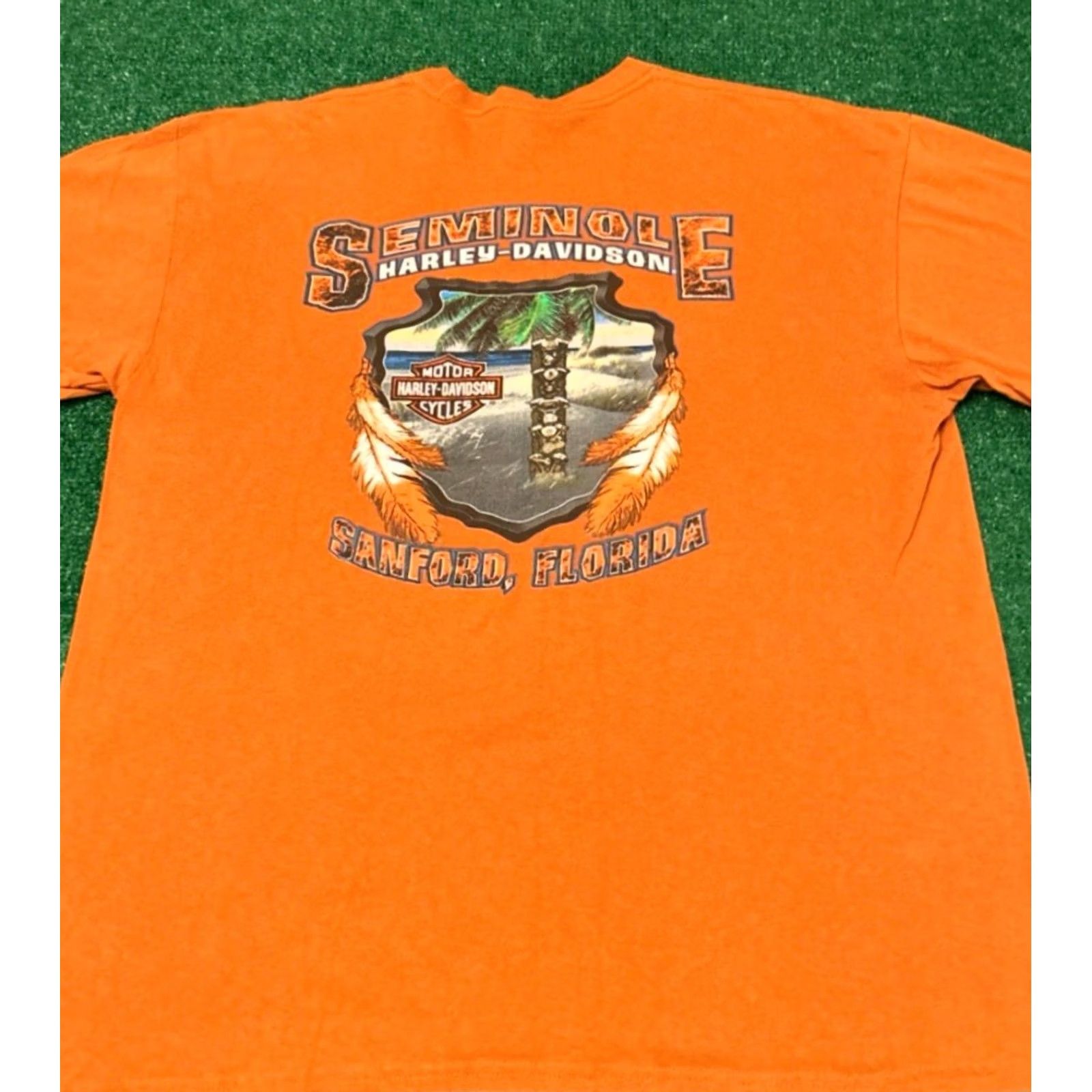 Harley Davidson VTG Harley Davidson Shirt XL Orange Milwaukee Seminole Florida Y2K 2018 Mens Size US XL / EU 56 / 4 - 2 Thumbnail