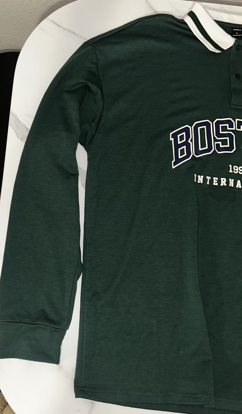 Shein Green Boston Shirt Size US L / EU 52-54 / 3 - 5 Thumbnail