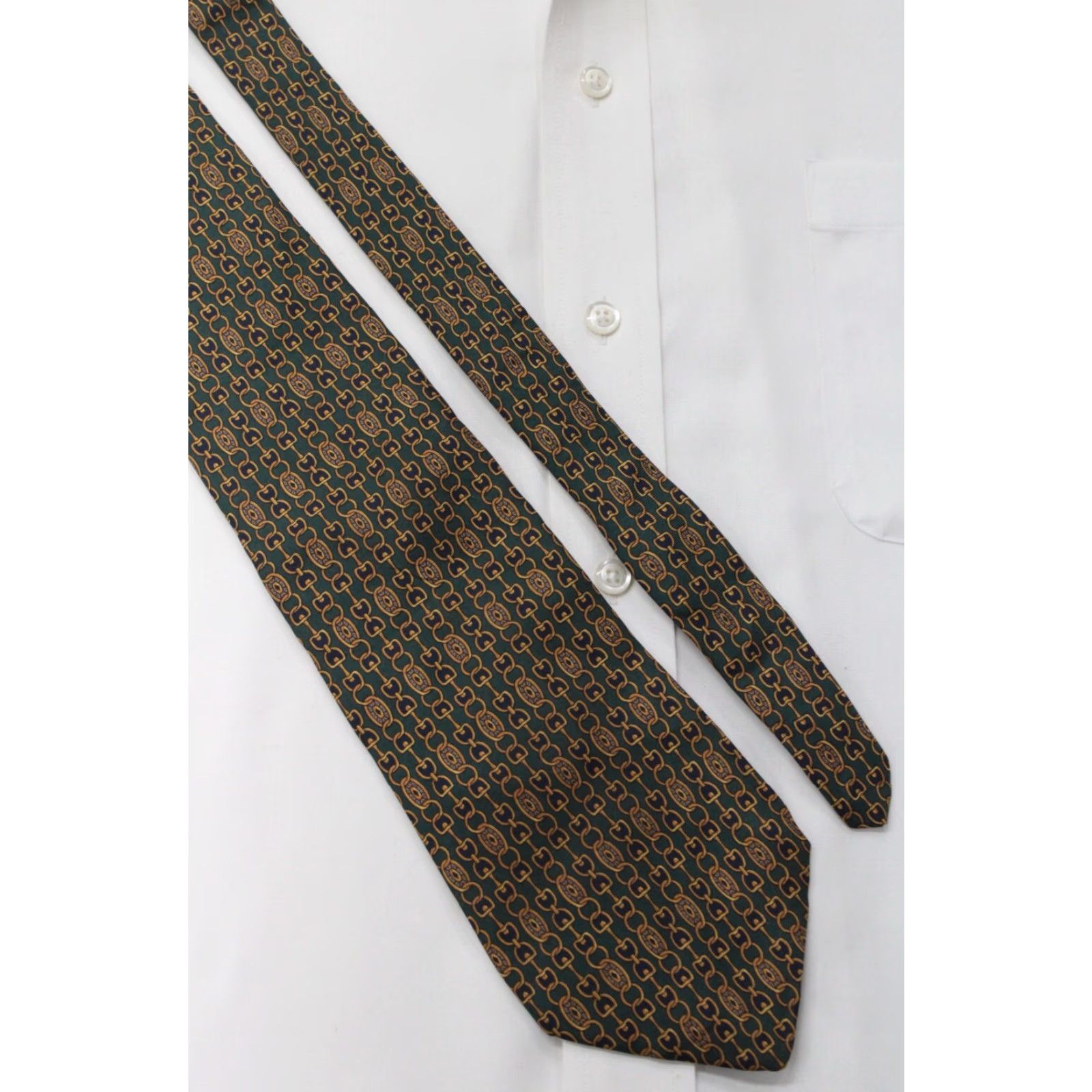 Brooks Brothers Brooks Brothers Maker Necktie Mens Green Horse Bit Silk Tie Preppy USA Silk Tie Size ONE SIZE - 5 Thumbnail