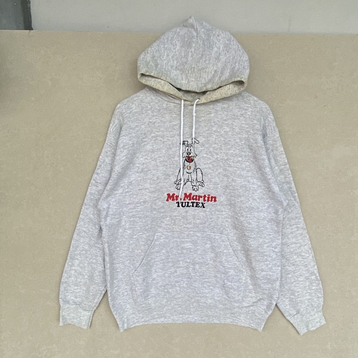 Vintage Tultex Big Logo Embroidered Hoodie Sweater Gray Colo