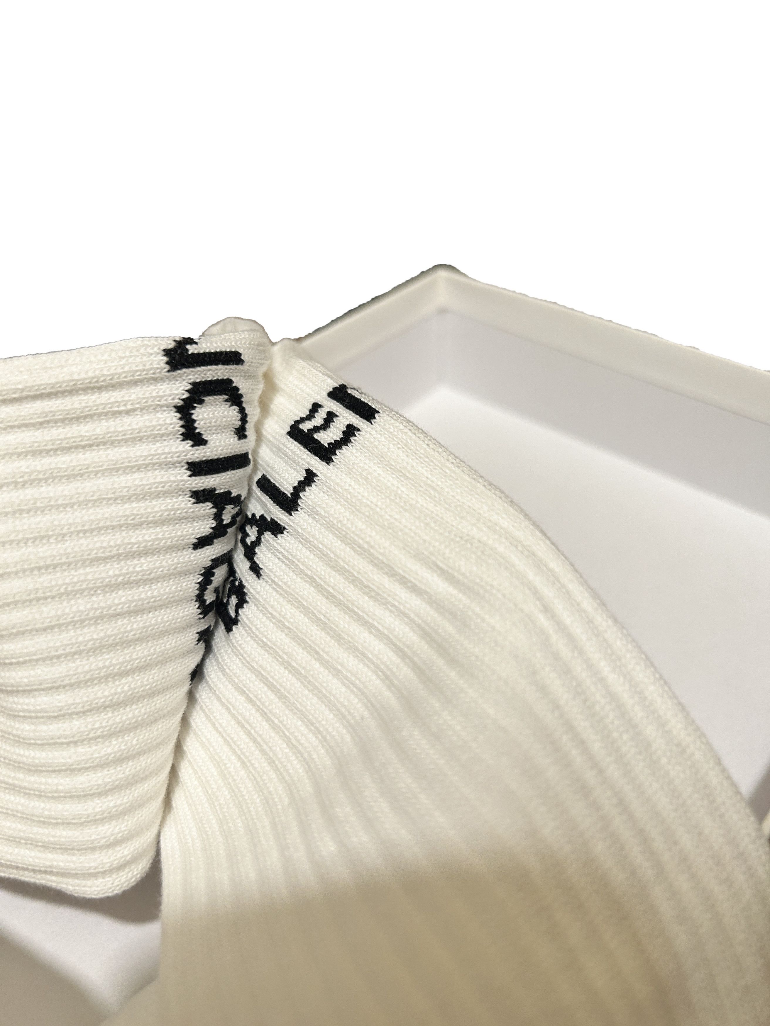 Balenciaga Logo Socks Ribbed cotton blend mid calf Size Large Sports Size ONE SIZE - 5 Thumbnail