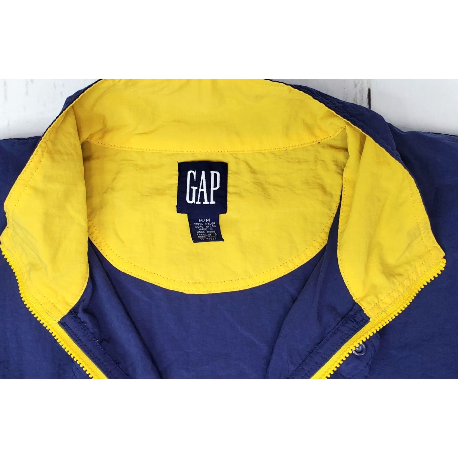 Gap VINTAGE Gap Hooded Windbreaker Anorak Pullover 1/2 Zip Mens M Blue Yellow Jacket Size US M / EU 48-50 / 2 - 4 Thumbnail
