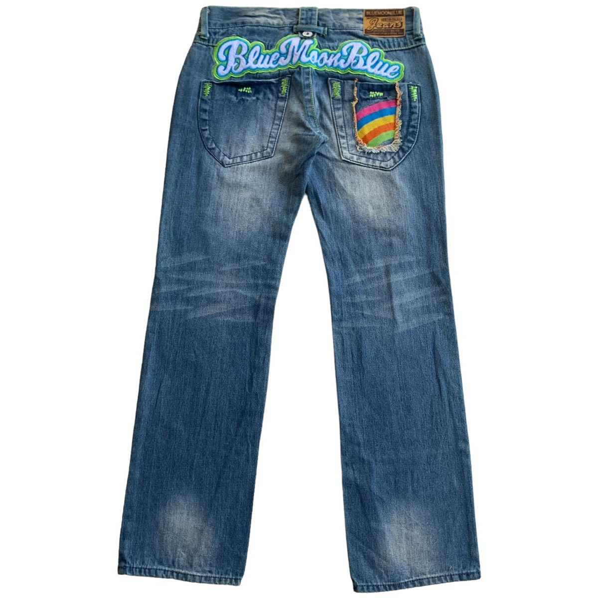 Japanese Brand Rare Y2K Japanese Brand Blue Moon Blue Embroidery Jeans Size US 30 / EU 46 - 2 Thumbnail
