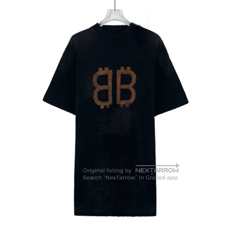 Balenciaga Balenciaga Black Logo Letter Print Cotton Round Neck Short Size US S / EU 44-46 / 1 - 1 Thumbnail