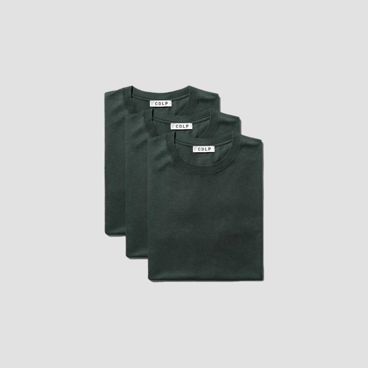 image of Cdlp Lyocell Crew Neck Army Green T-Shirt (3 Pack), Men's (Size Medium)