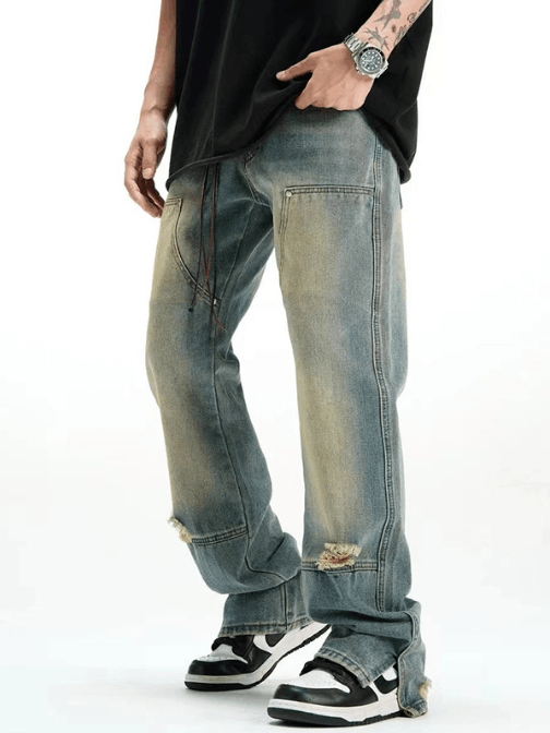 Japanese Brand Vintage blue washed distressed men's ripped jeans Size US 32 / EU 48 - 1 Thumbnail