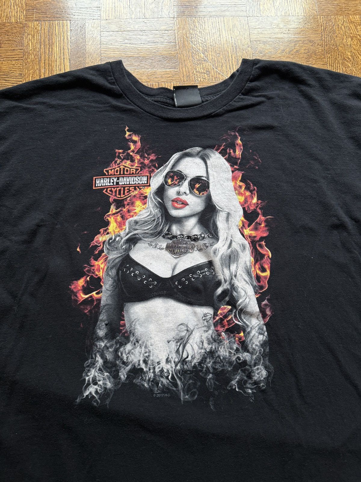 Harley Davidson × Vintage Vintage Y2K Harley Davidson Flaming Girl Graphic Tee 3XL Size US XXL / EU 58 / 5 - 3 Thumbnail