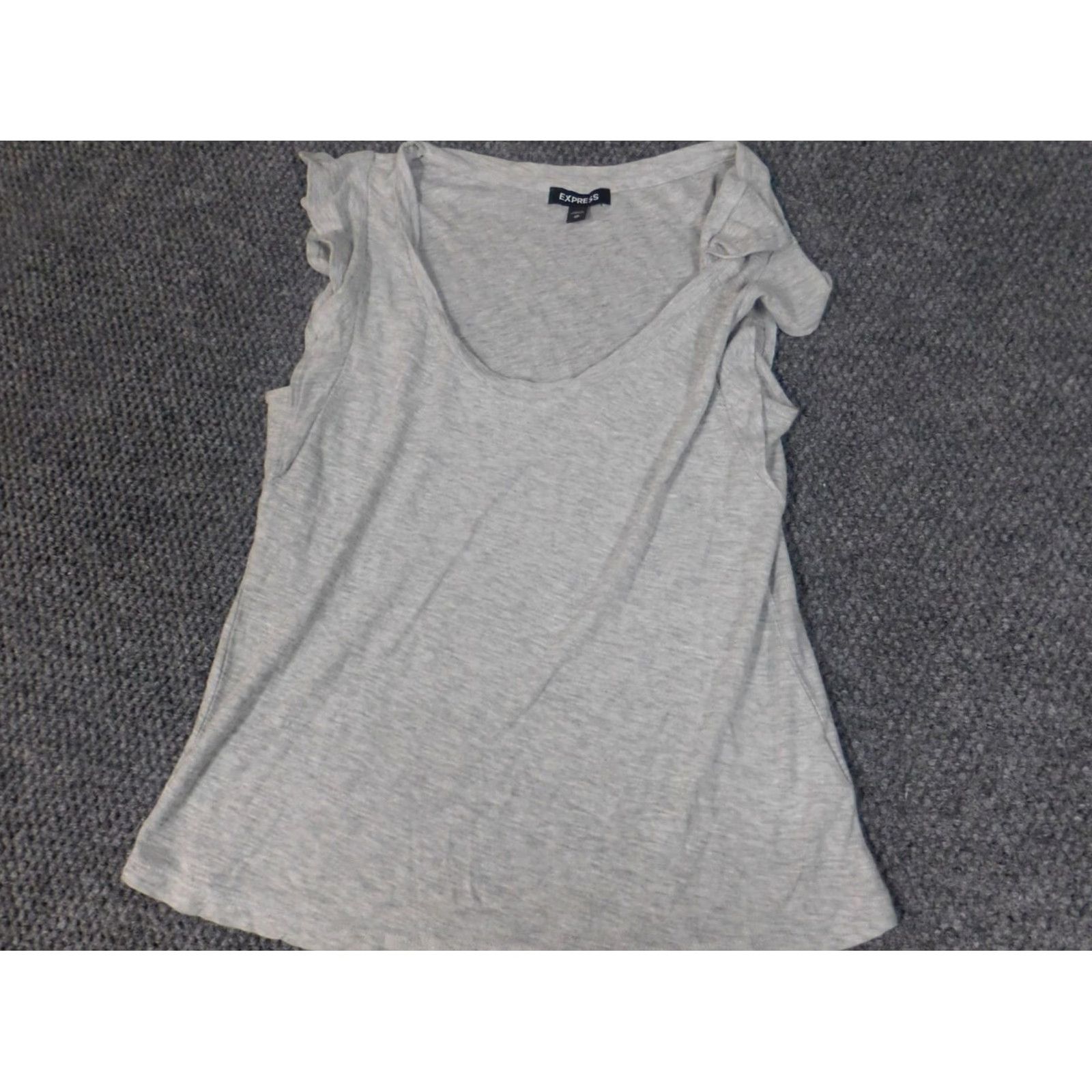 Express Express Womens Blouse XS Gray V-Neck Pullover Stretch Tank Top Cap Sleeve Cotton Modal Rayon Shirt Regular Womens US XS Gray Modern Basic Conference? Size XS / US 0-2 / IT 36-38 - 3 Thumbnail