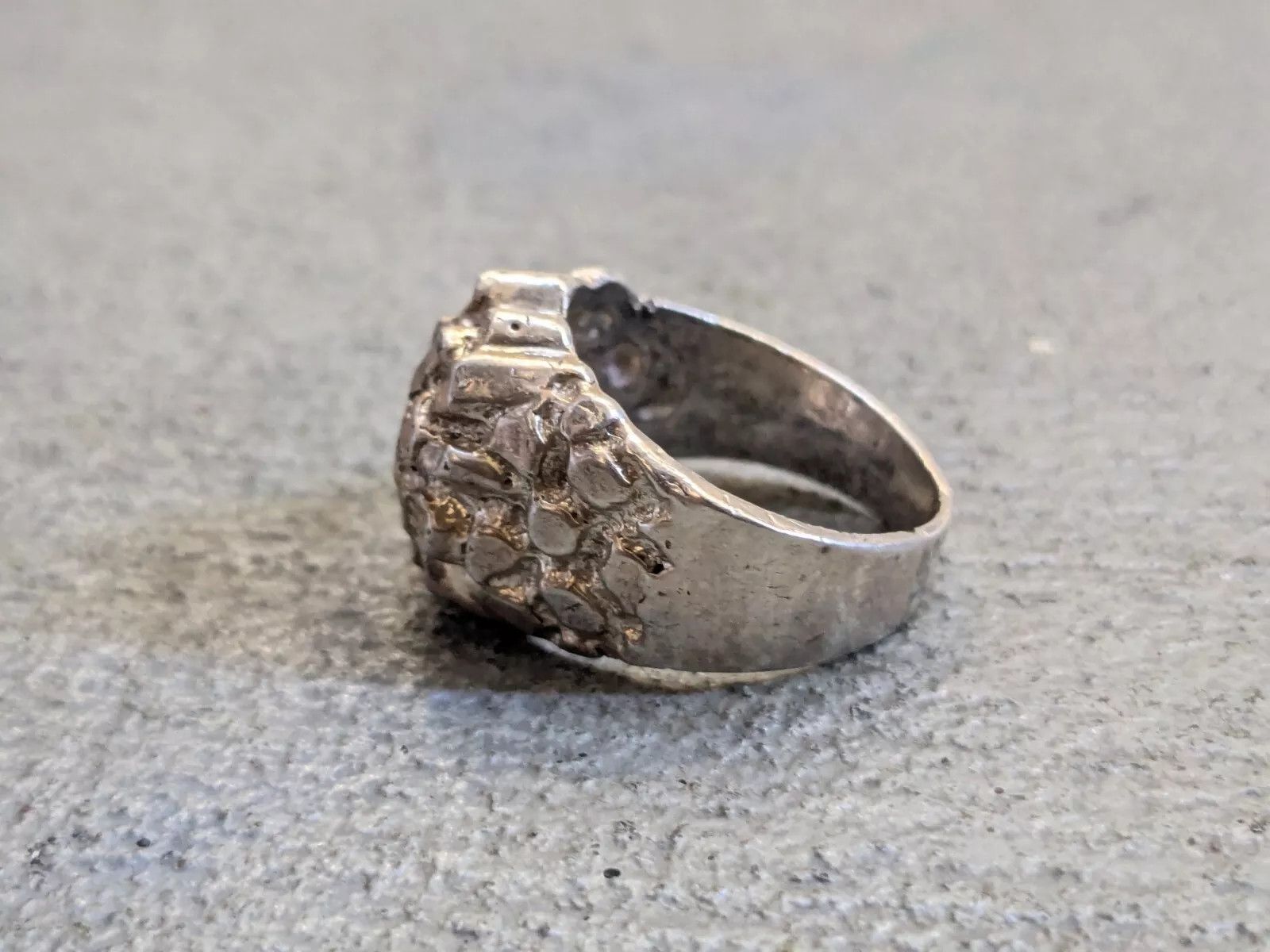 Jewelry Vintage Sterling Silver Nugget 11 Modern Brutalist Dome Size ONE SIZE - 7 Thumbnail
